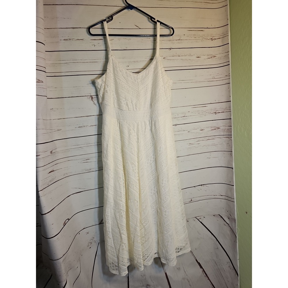 Torrrid White Lace Midi‎ Dress Spaghetti Straps Smocked Bodice Boho Size 1